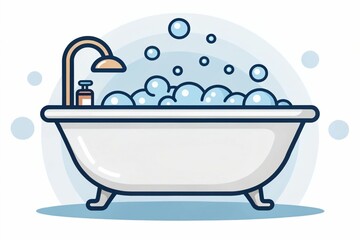Naklejka premium Bath with bubbles vector icon. filled flat sign for mobile concept and web design. Bathtub glyph icon. Symbol, logo illustration. Pixel perfect vector graphics ..