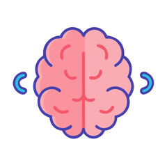 Simple Graphic of Human Brain Surrounded by Thinking Arcs