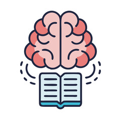 Brain learning from book, knowledge and education concept