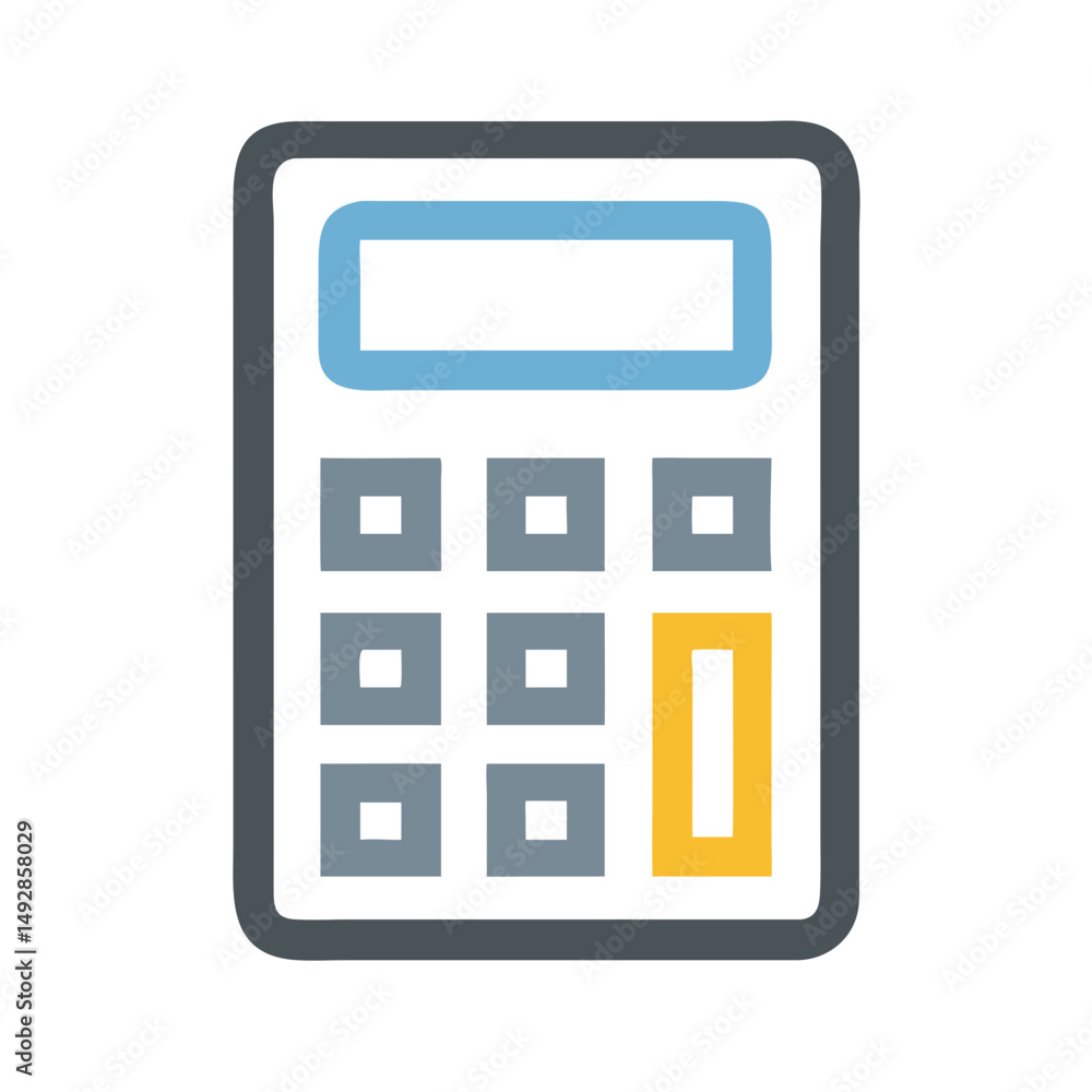 Poster calculator icon with simple lines, flat design style