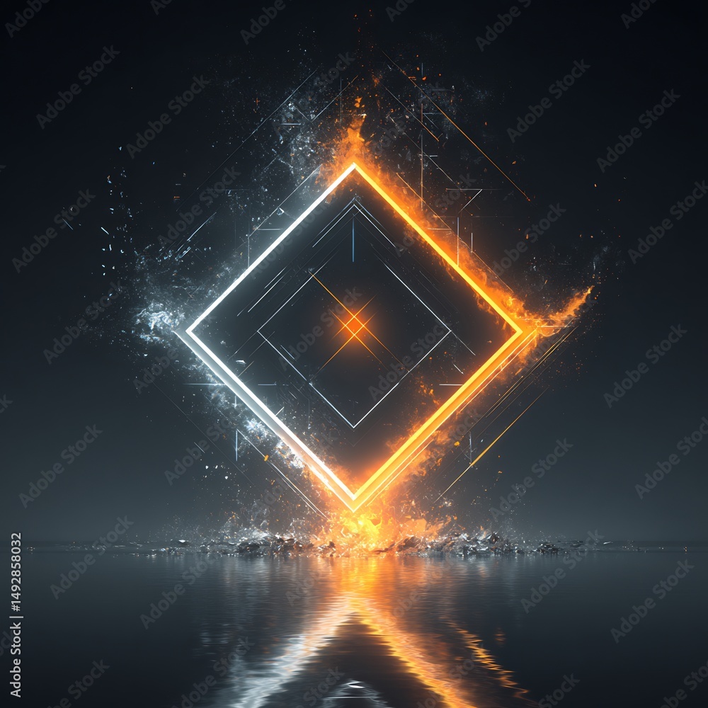 Aufkleber geometric energy field emanating symmetrical patterns with dark reflections