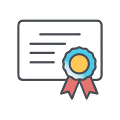Modern certificate icon with badge and ribbon design