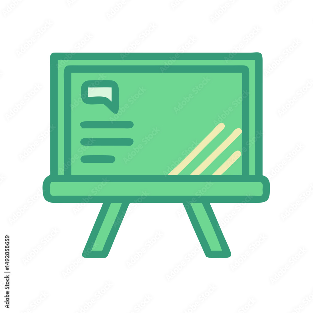 Poster presentation board icon with text and charts concept visualization