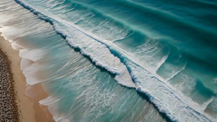 Waves gently lap against the sandy shore during a bright summer day at a serene beach location Generative AI