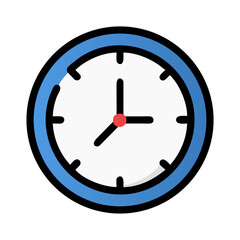 Clock icon displaying time on a White Background