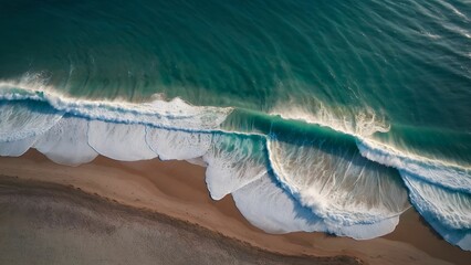 Beautiful summer waves crashing on a sandy beach creating a captivating coastal view during a clear day Generative AI