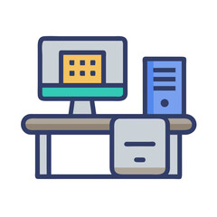 Desktop computer setup with monitor and tower on desk