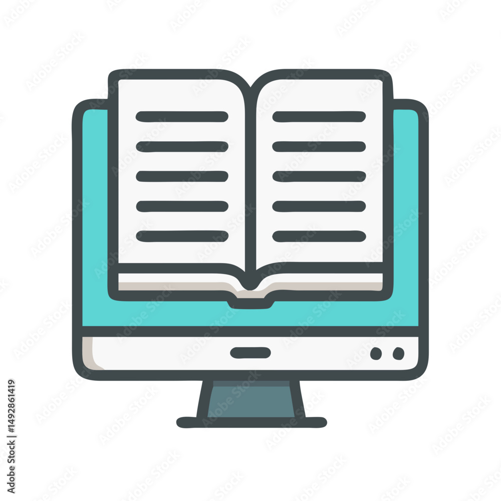 Poster open book appearing on a computer screen icon