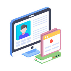 Isometric design of digital media consumption, social media browsing