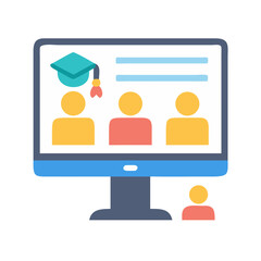 Online education flat vector illustration on White Background