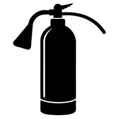 Clean black vector of fire extinguisher isolated on transparent background
