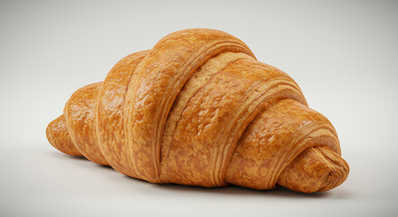 Golden Flaky Croissant with Detailed Layers and Delicious Texture