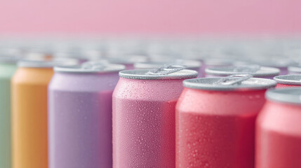 Colorful soda cans glisten mysteriously, evoking retro-futuristic picnics and Soda Can Appreciation Day, tapping into pop art nostalgia