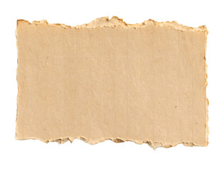 Fototapeta premium Light beige piece of torn cardboard, showing the uneven edges of the material.