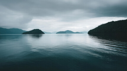 Ethereal mists hover over serene lakescape, evoking profound tranquility, ideal for World Water Day celebrations or Zen meditation retreats