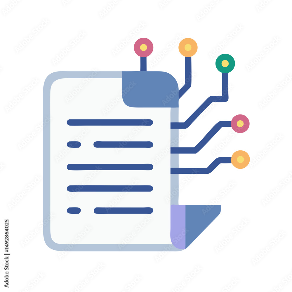 Poster digital document with connected network nodes on white background