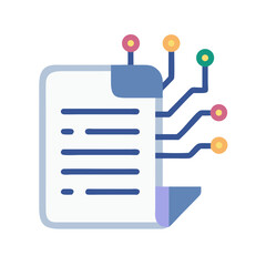 Digital Document with Connected Network Nodes on White Background