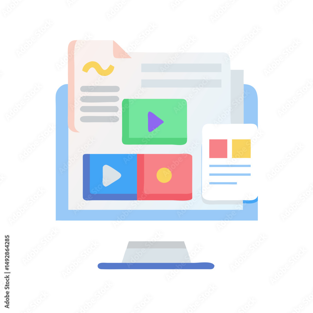 Poster computer screen displaying website design interface with video elements