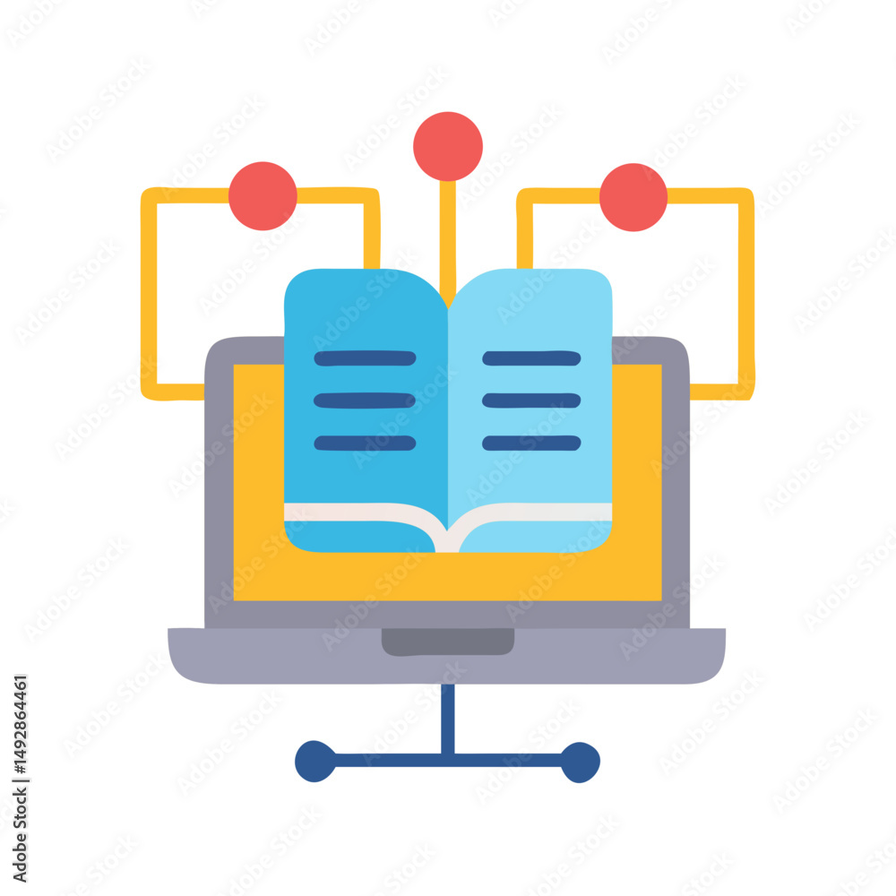 Poster digital learning platform showcasing online knowledge connection and information