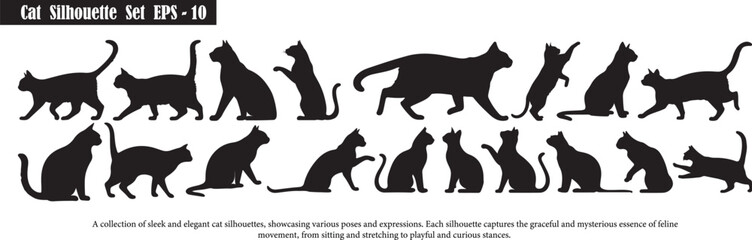 Black Cat Silhouette Vector Illustration for Pet Lovers, Minimalist Design, Decorative Art, Animal Graphic, Stylish Outline