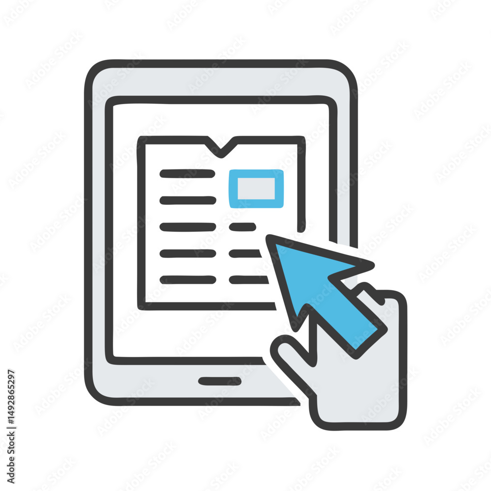 Aufkleber digital tablet with cursor showing online reading concept