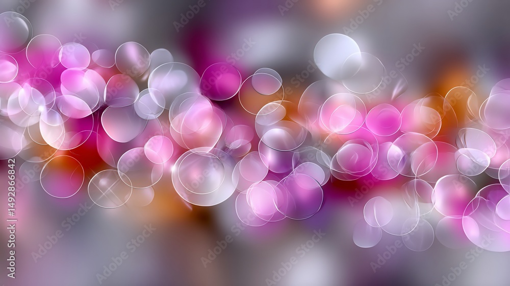 Poster abstract display of luminous, overlapping, blurred circles with a gradient effect