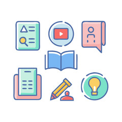 Icon Set for Online Learning, Education, and Courses