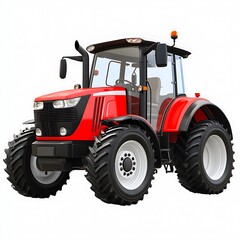 Obraz premium High resolution photo of a modern red tractor isolated on a bright white background