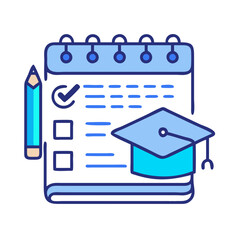 Graduation planning checklist with cap and pencil graphic style