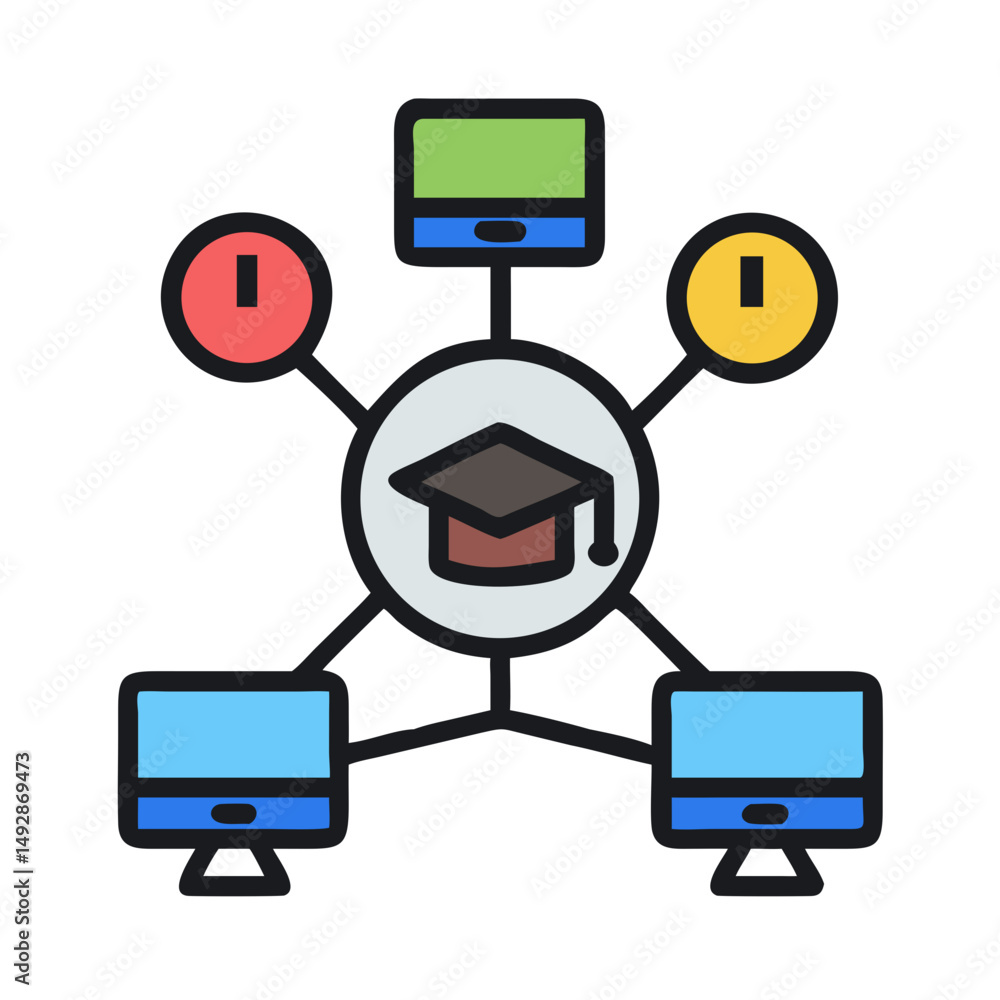 Poster online learning network connecting students and educational resources digitally
