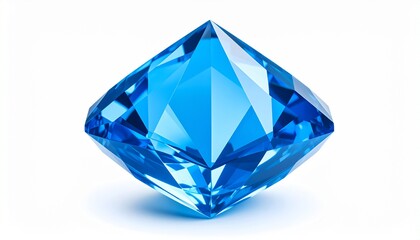 beautiful large blue crystal stone shining in natural light on a white background cut out