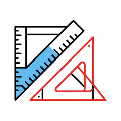 Geometric rulers flat illustration in black and red background