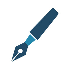 Isolated flat vector fountain pen icon on White Background