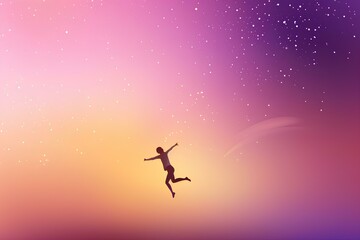 Fototapeta premium silhouette of a girl jumping