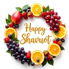 Colorful Fruit Wreath Celebrating a Joyful Shavuot Holiday