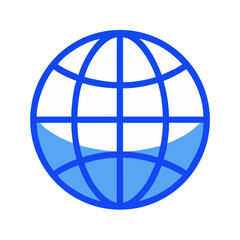 World globe icon with blue lines on White Background