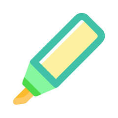 Simple yellow and teal highlighter marker isolated on White Background