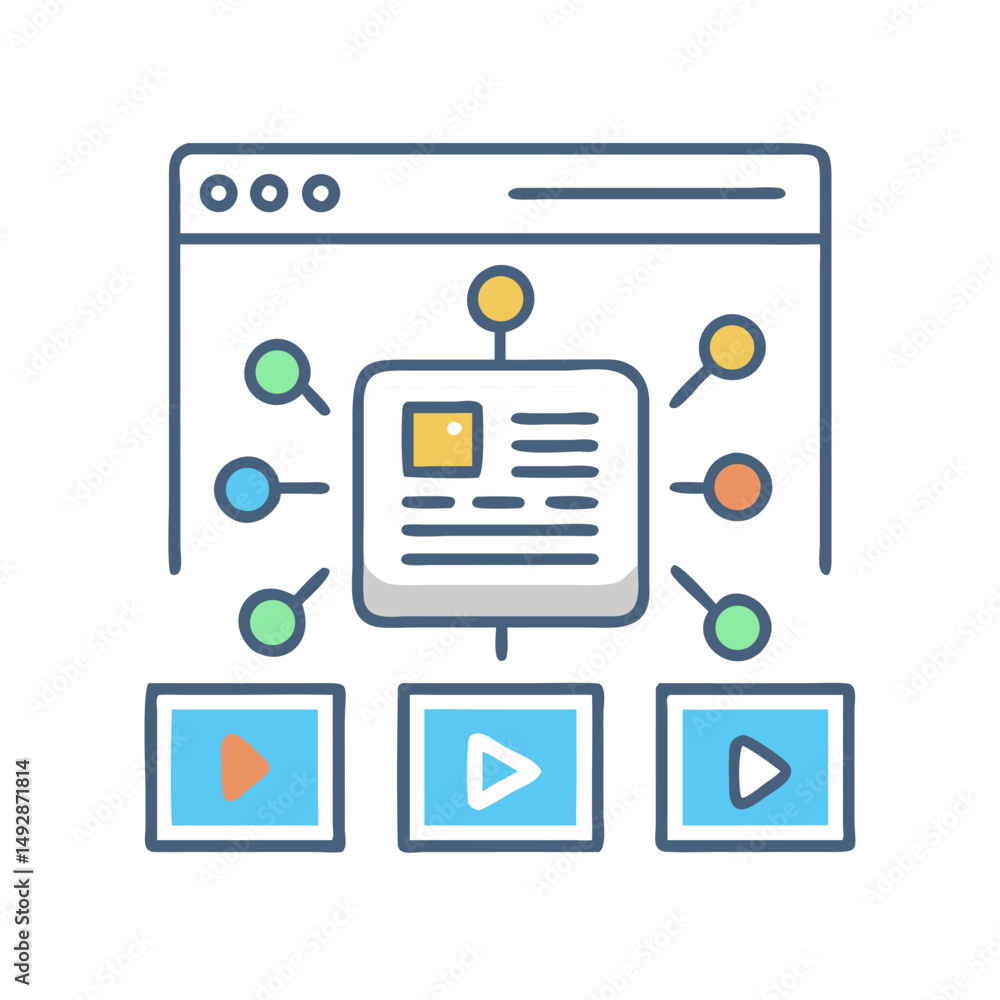 Poster content distribution system graphic illustrating content to multiple channels