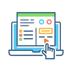 Laptop interface with cursor clicking an option online