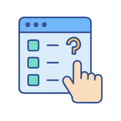 Online questionnaire with hand selecting the question mark option