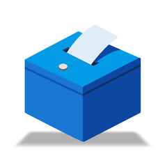 blue ballot box with a white background