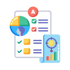Fototapeta premium Flat Illustration of Business Report and Target Analytics Data