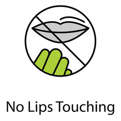 No Lips Touching Health Safety Vector Icon