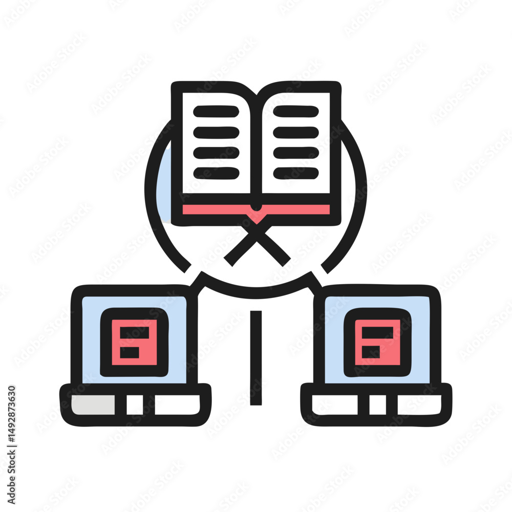 Poster connected learning resources: digital access to knowledge icon