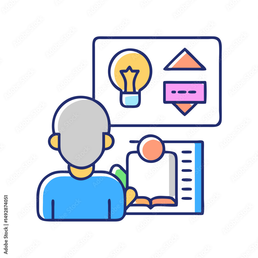Aufkleber abstract learning presentation with a person and various graphics