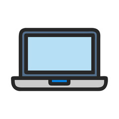 Sleek laptop icon on White Background displaying blank screen