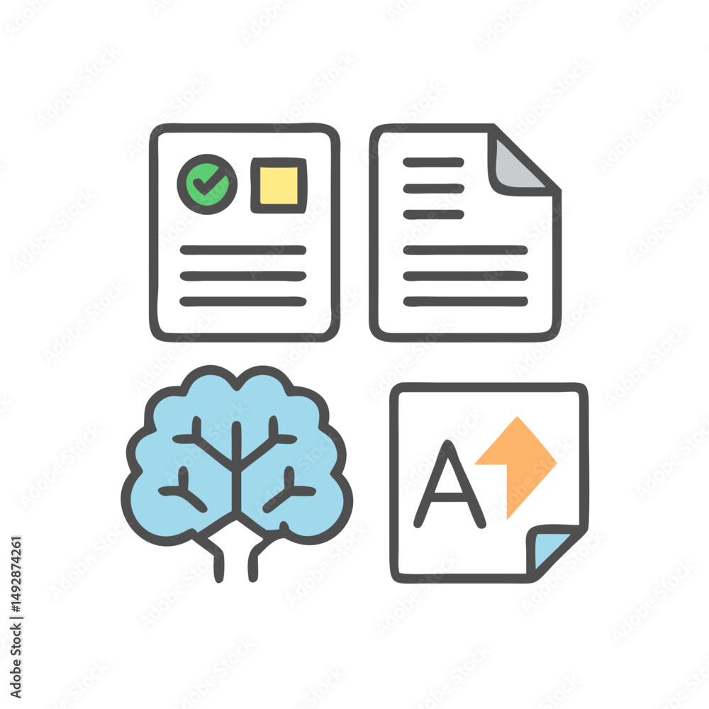 Poster conceptual graphic representing knowledge documentation and performance assessment