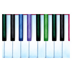 Naklejka premium Colorful Piano Keys Illustration for Music and Art Projects, isolated on transparent background.