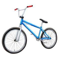 Obraz premium Blue BMX bike with red handlebars and a sleek design for outdoor sports, isolated on transparent background.