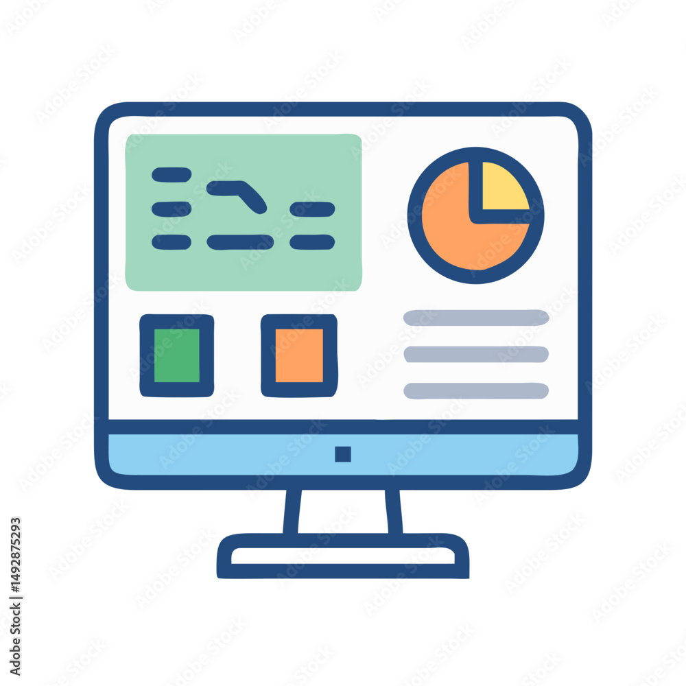 Poster computer displaying data analytics dashboard for business insights